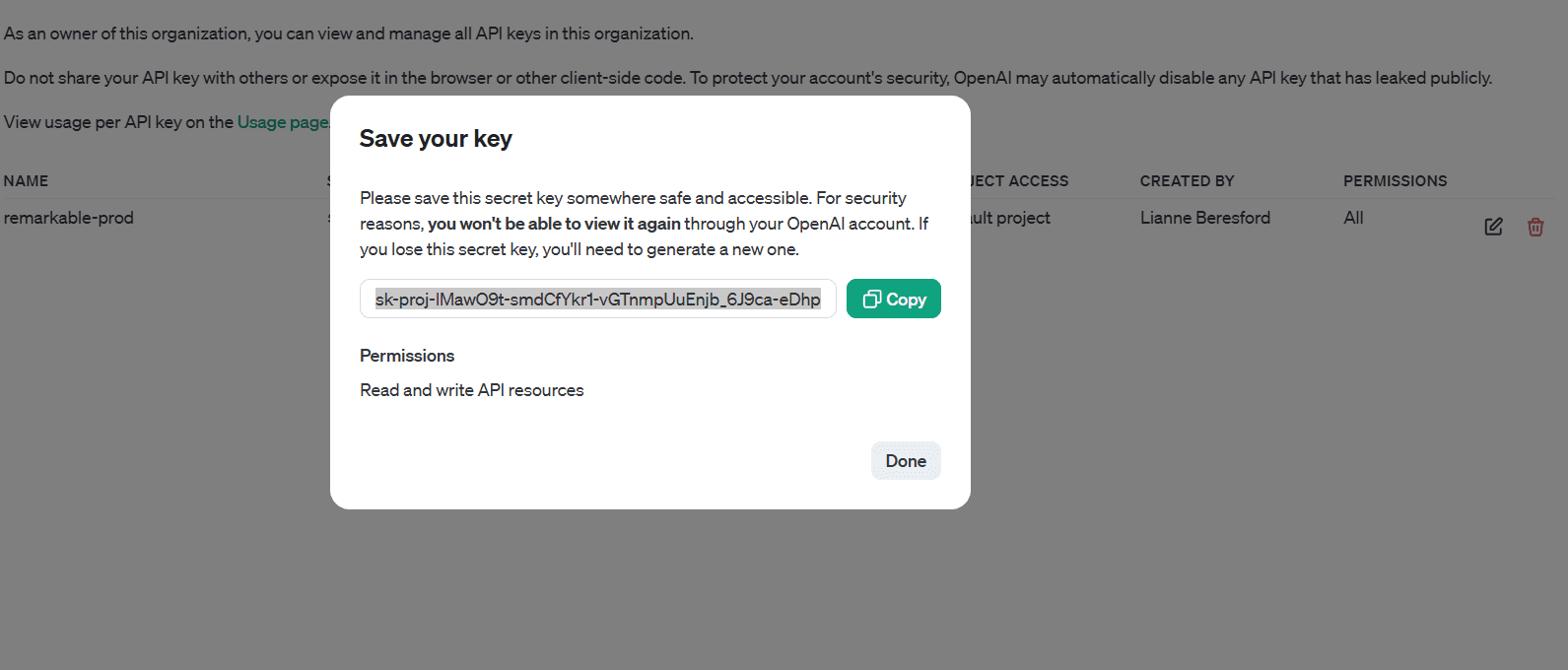 Copy secret key
