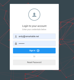 Login screen